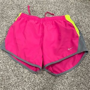 Hot pink nike shorts kids dri-fit style with adjustable waist band!